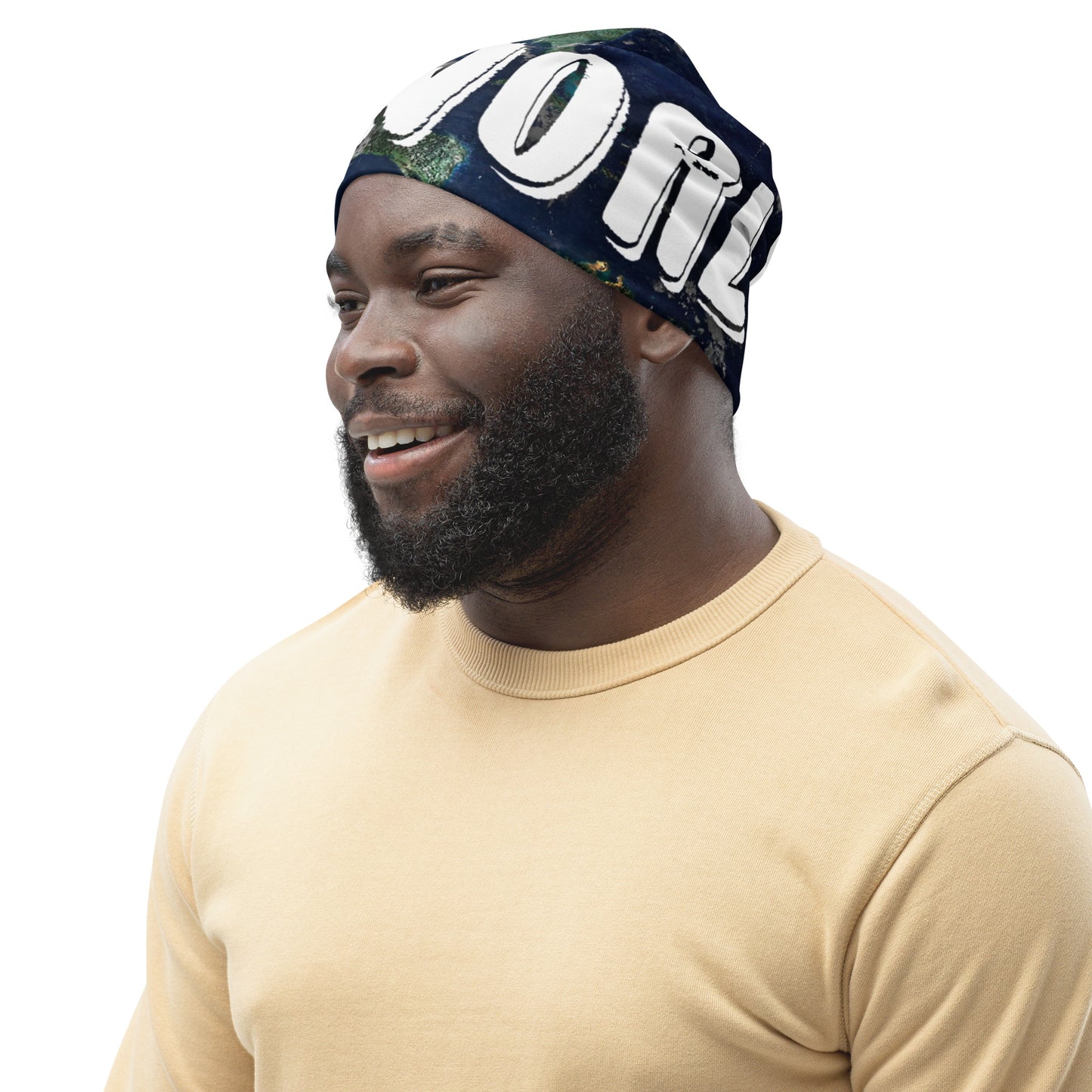 Globe All-Over Print Beanie