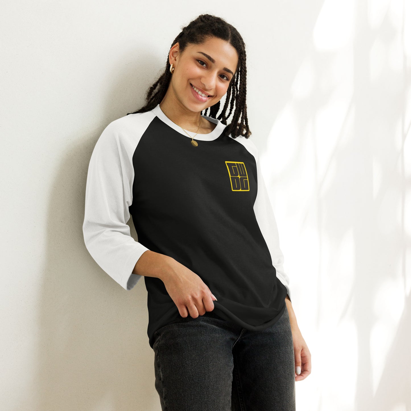 TWDG Black Block Logo - 3/4 sleeve raglan shirt